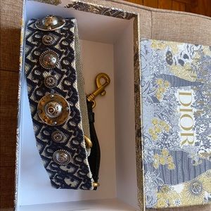 Dior Shoulder Strap Blue Oblique Embroidery